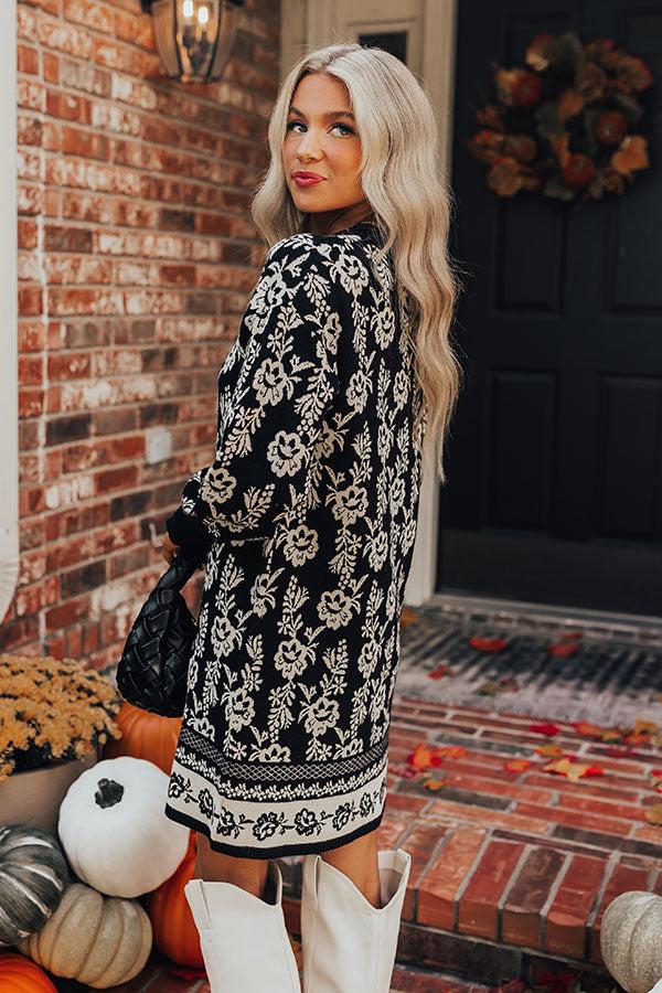 Impressions Sweetest Smile Floral Sweater Dress In Black