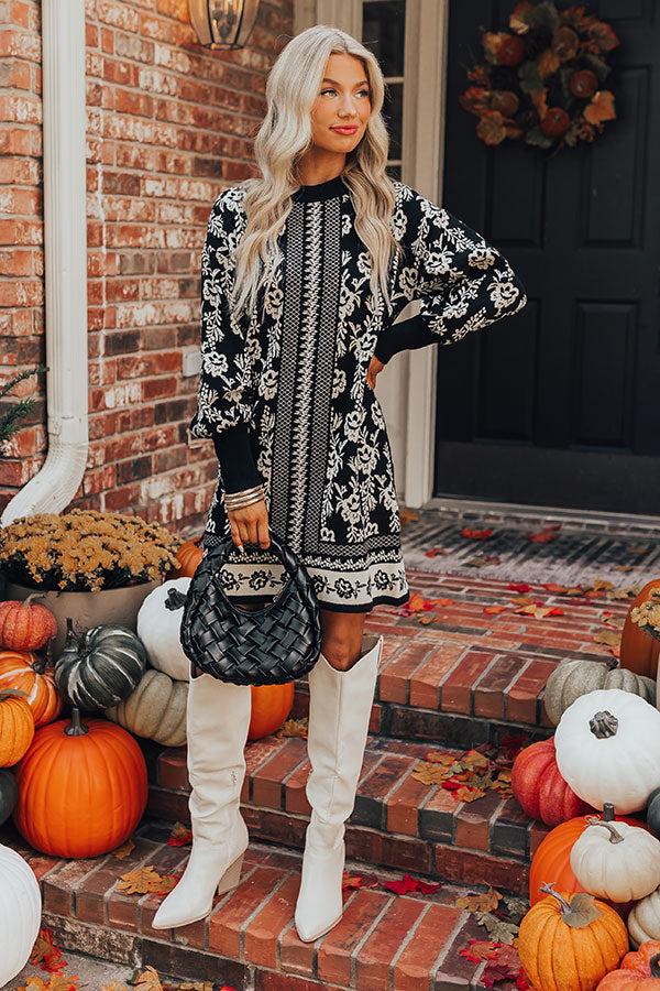 impressions Sweetest Smile Floral Sweater Dress in Black