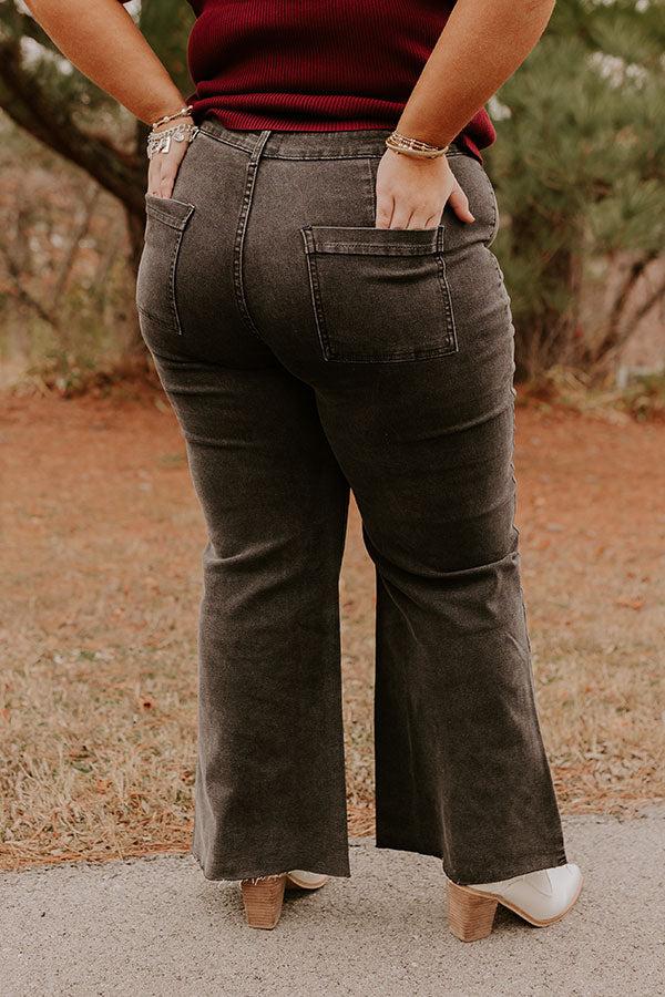 Impressions The Adriana High Waist Wide Leg Jean In Vintage Black Curves