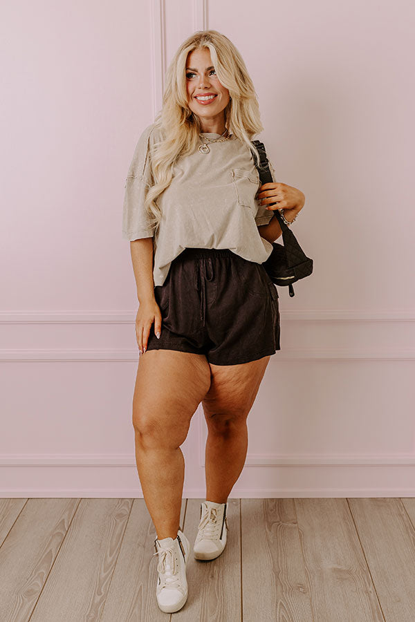 impressions The Aleena High Waist Shorts In Vintage Black Curves