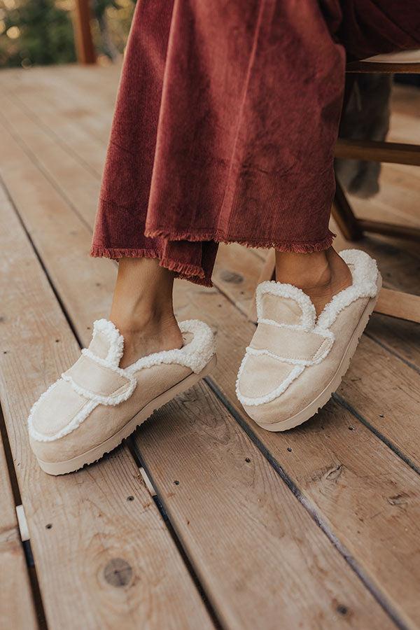 Impressions The Anna Faux Suede Slipper In Light Beige