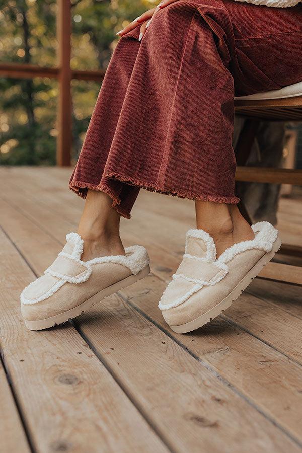 impressions The Anna Faux Suede Slipper in Light Beige