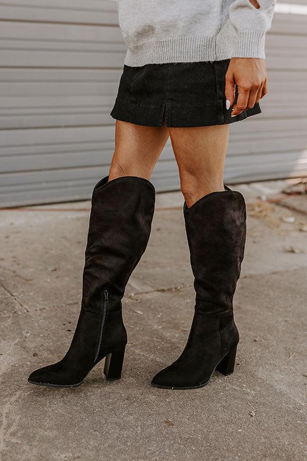 Impressions The Aria Faux Suede Knee High Boot In Black