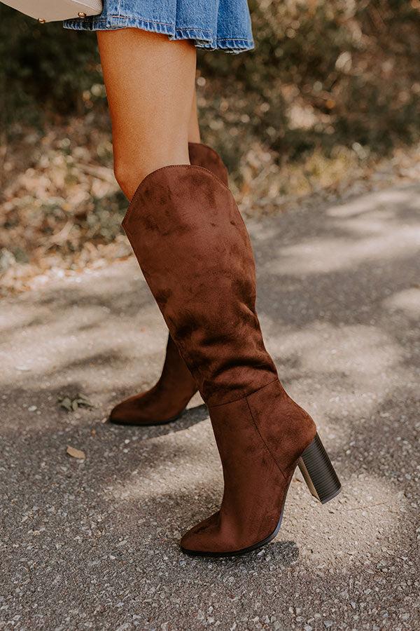 Impressions The Aria Faux Suede Knee High Boot In Chocolate