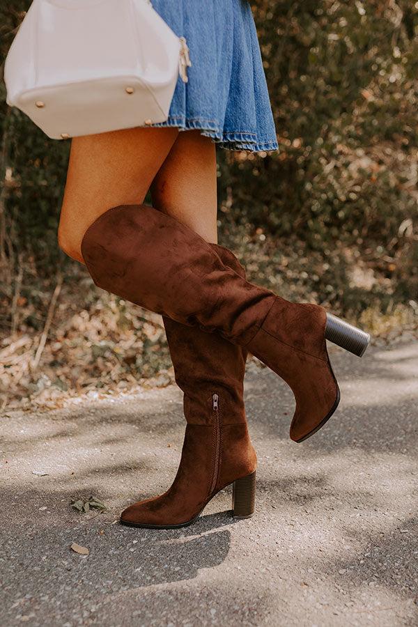 Impressions The Aria Faux Suede Knee High Boot In Chocolate