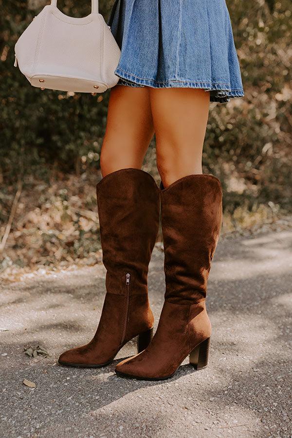 Impressions The Aria Faux Suede Knee High Boot In Chocolate