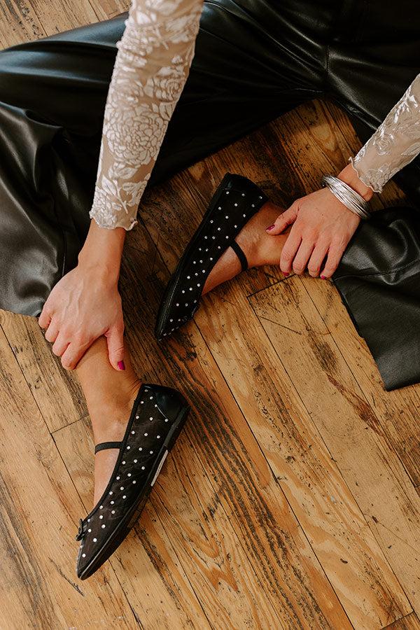 impressions The Ariel Rhinestone Embellished Flat in Black