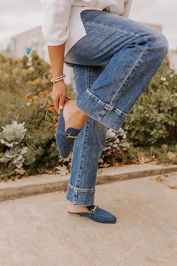 Impressions The Aubrey Denim Mule Loafer In Medium Wash