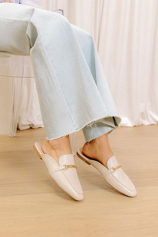 impressions The Aubrey Faux Leather Mule Loafer in Cream