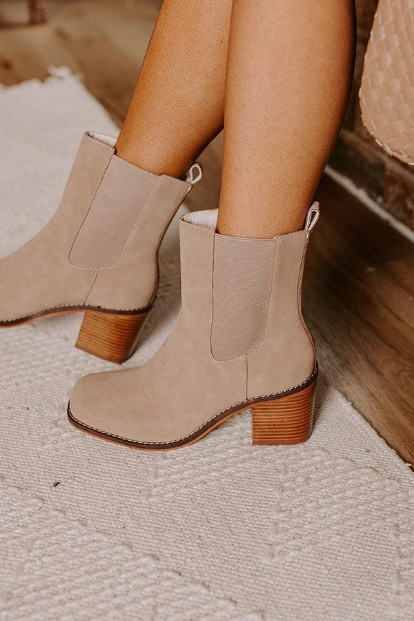 Impressions The Autumn Faux Nubuck Bootie In Iced Latte