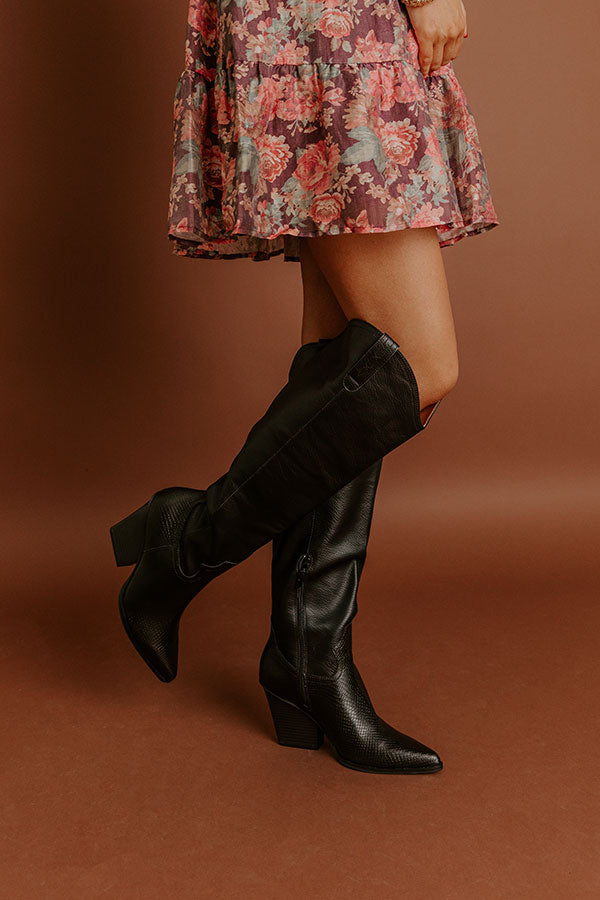 impressions The Barcelona Faux Leather Knee High Boot in Black