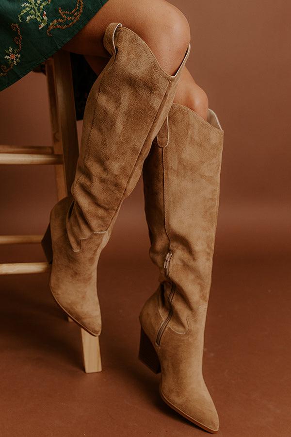 Impressions The Barcelona Faux Suede Knee High Boot In Camel