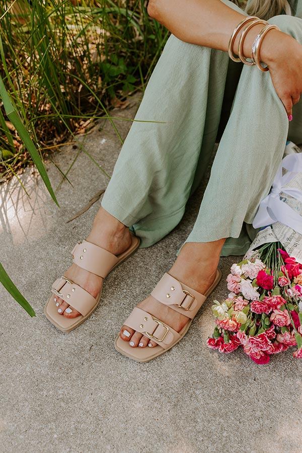 impressions The Bella Faux Leather Sandal In Iced Latte