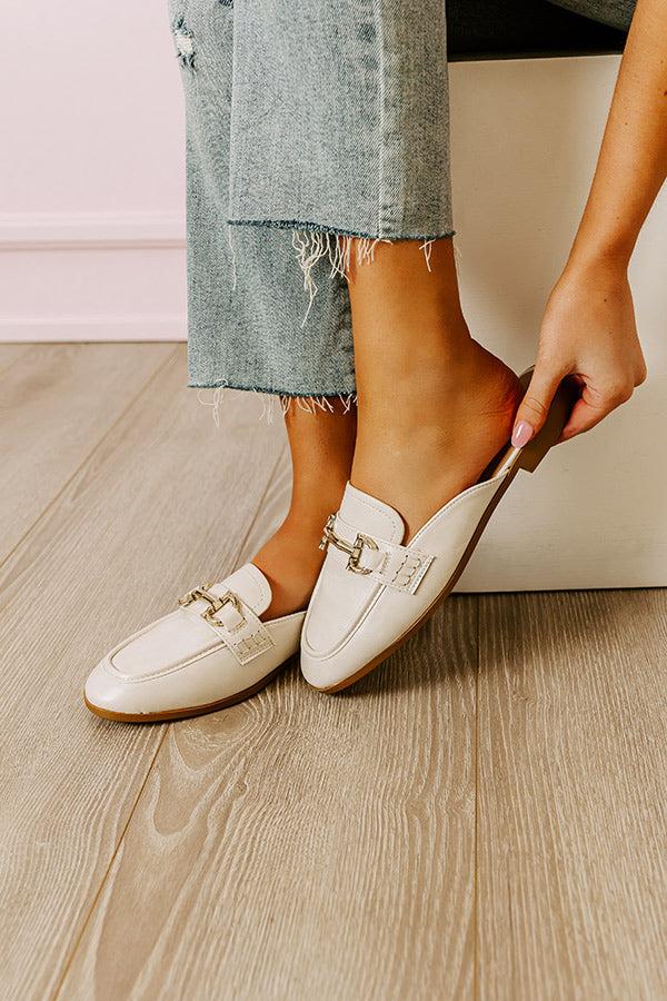 impressions The Bridget Faux Leather Mule Loafer In Light Stone
