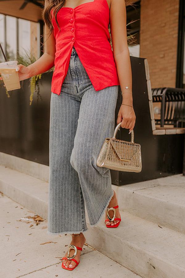 impressions The Brinley Midrise Wide Leg Stripe Jean