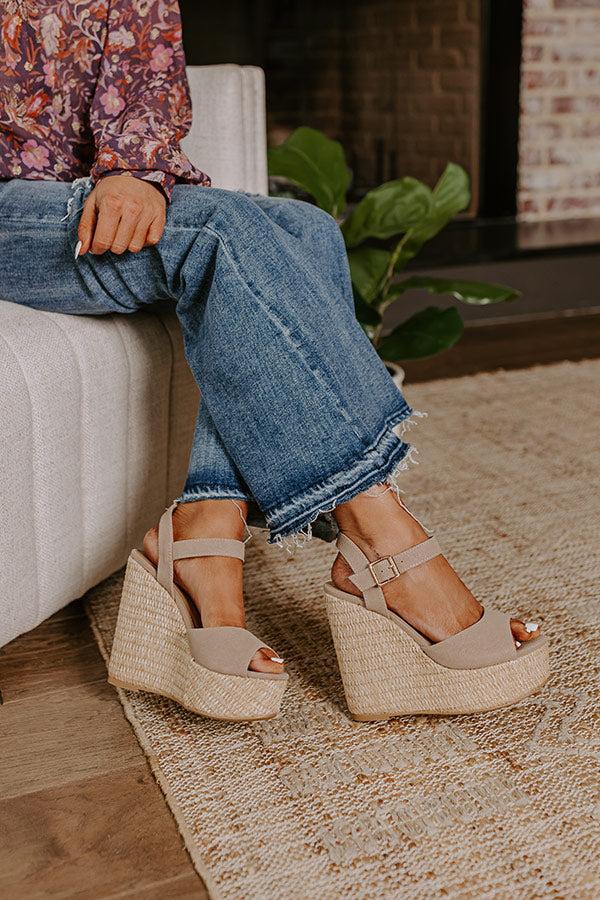 impressions The Cailyn Faux Nubuck Wedge in Warm Taupe