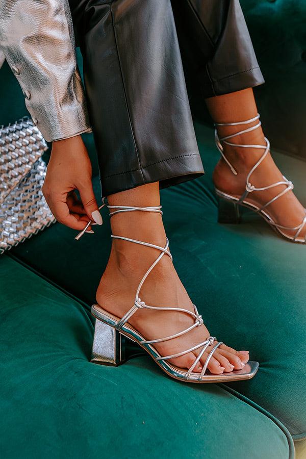 Impressions The Catalina Metallic Lace Up Heel In Silver
