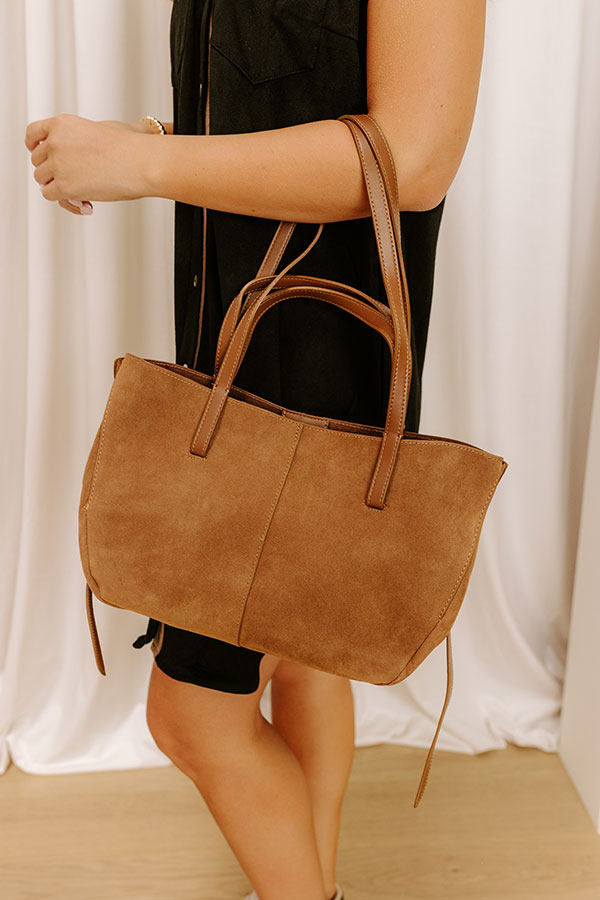 Impressions The City Life Faux Suede Tote In Chocolate