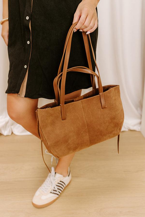 impressions The City Life Faux Suede Tote in Chocolate