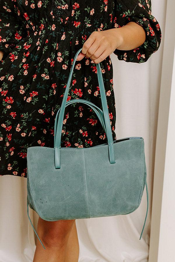 Impressions The City Life Faux Suede Tote In Light Teal