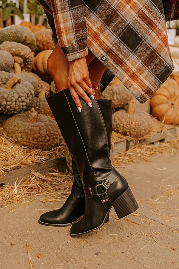 Impressions The Elliana Faux Leather Knee High Boot In Black