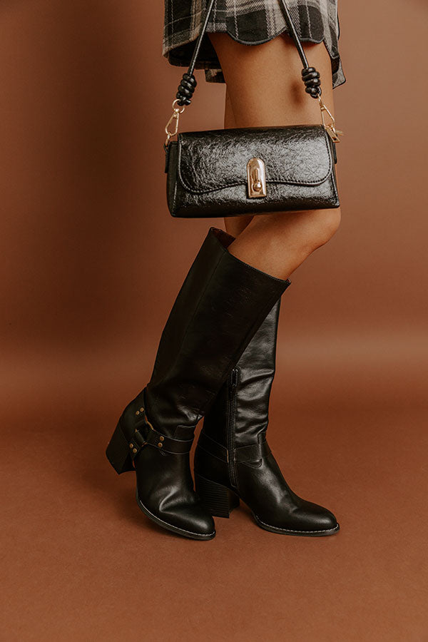 impressions The Elliana Faux Leather Knee High Boot In Black