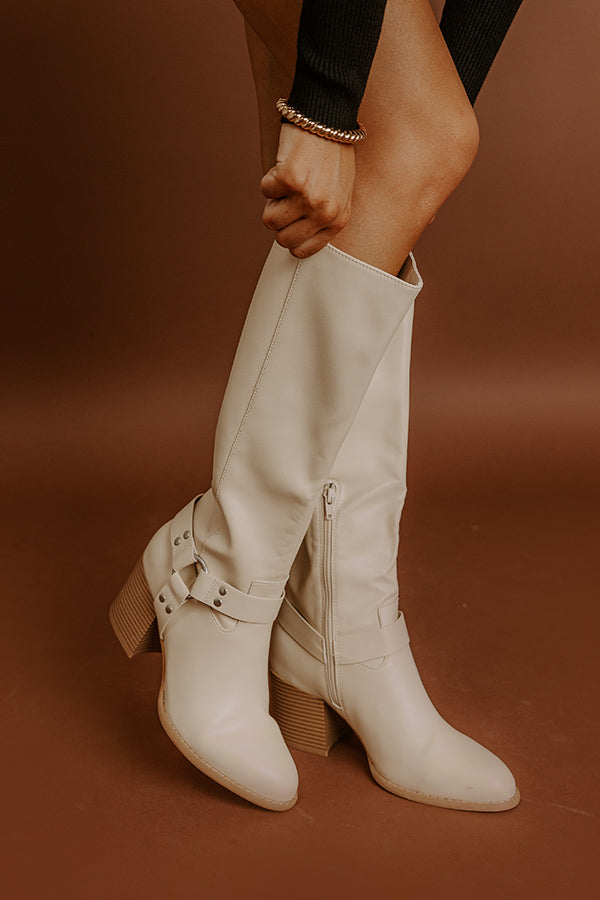 impressions The Elliana Faux Leather Knee High Boot In French Vanilla
