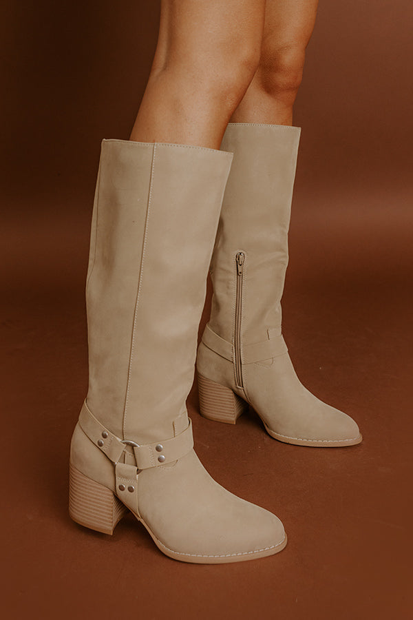 Impressions The Elliana Faux Nubuck Knee High Boot In Beige