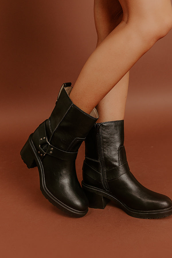 Impressions The Ember Faux Leather Moto Boot In Black