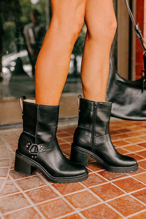 Impressions The Ember Faux Leather Moto Boot In Black