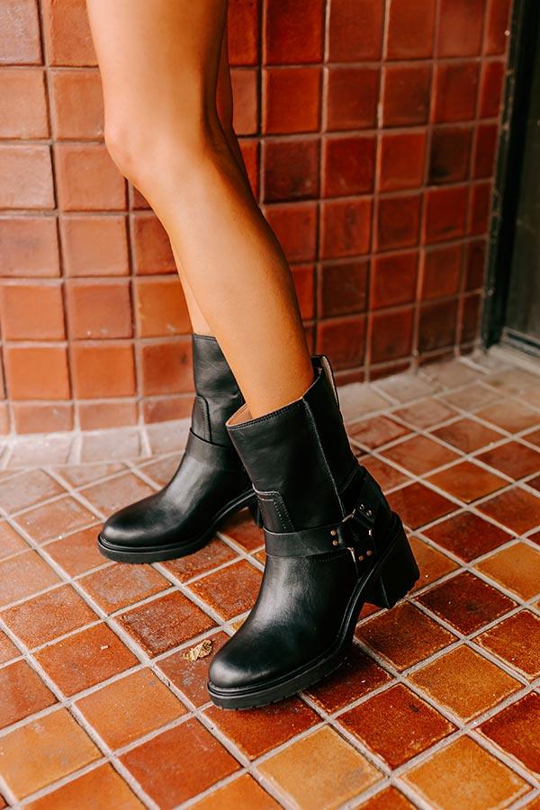 Impressions The Ember Faux Leather Moto Boot In Black