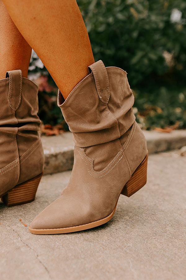 Impressions The Emerson Faux Nubuck Cowboy Boot In Dark Taupe