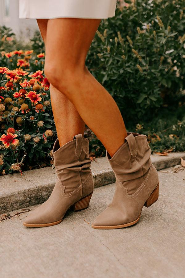 impressions The Emerson Faux Nubuck Cowboy Boot in Dark Taupe