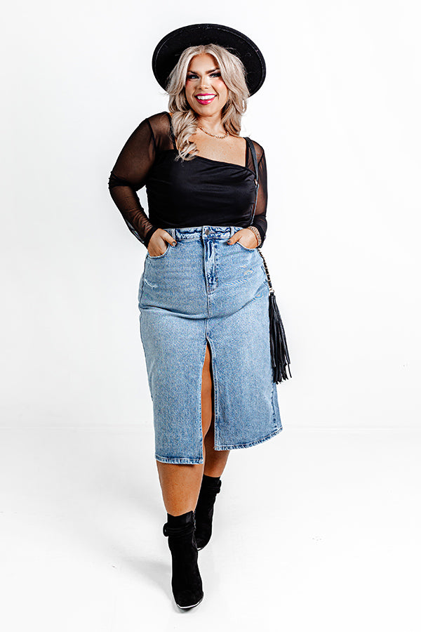 impressions The Everly High Waist Denim Skirt Curves