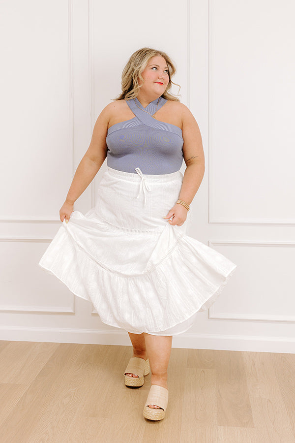 impressions The Gabriella High Waist Embroidered Midi Skirt Curves