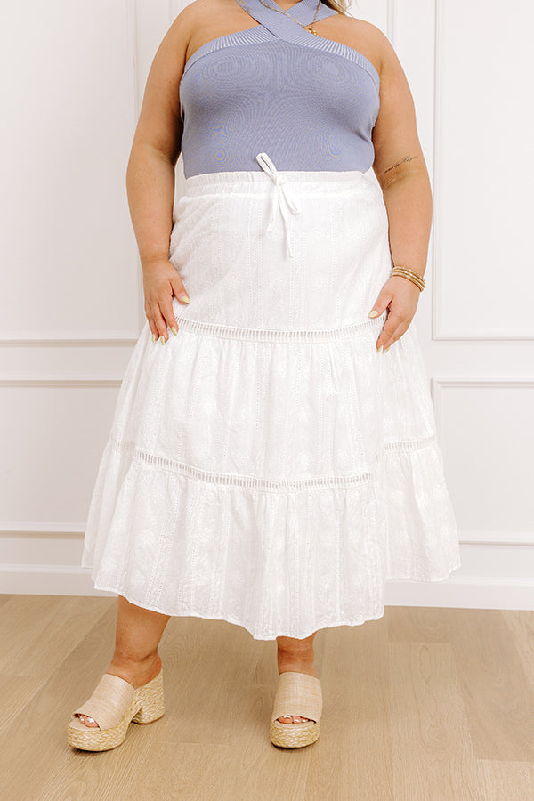 Impressions The Gabriella High Waist Embroidered Midi Skirt Curves