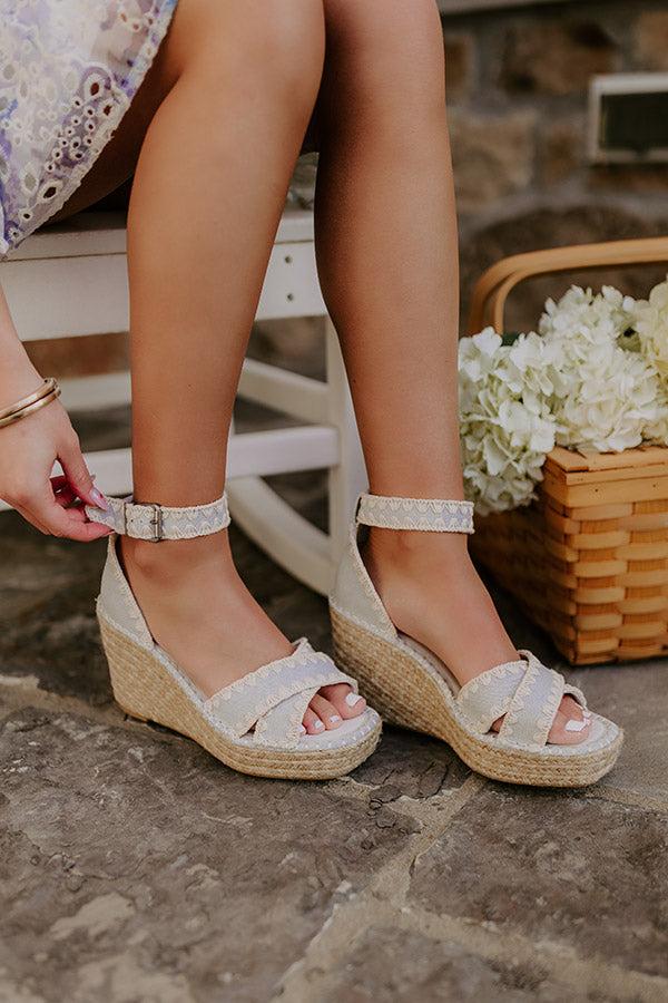 impressions The Grace Denim Espadrille Wedge in Light Wash