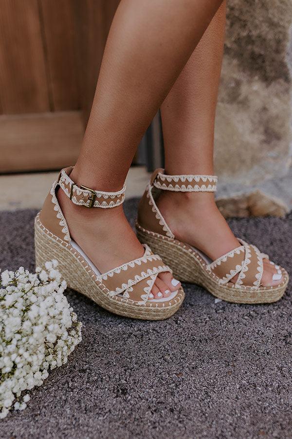 impressions The Grace Faux Nubuck Espadrille Wedge in Camel