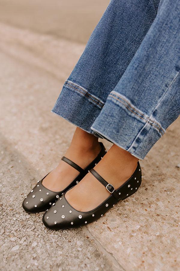 Impressions The Iris Rhinestone Embellished Faux Leather Flats In Black