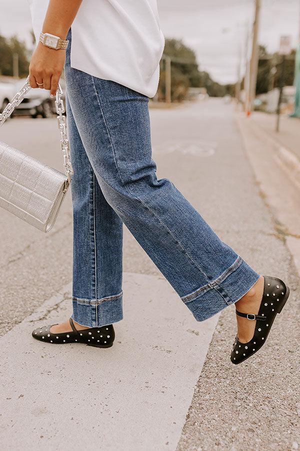 Impressions The Iris Rhinestone Embellished Faux Leather Flats In Black