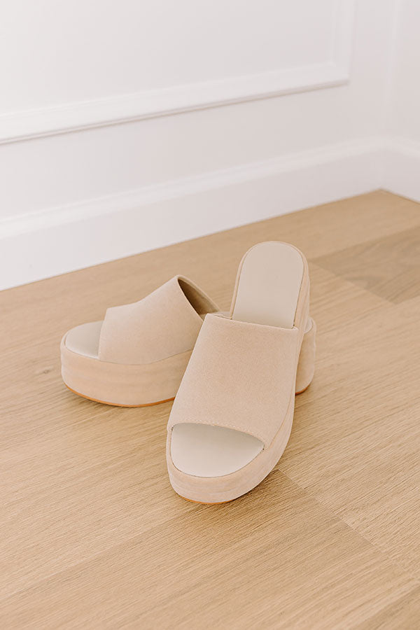 impressions The Josephine Faux Suede Platform Sandal in Beige