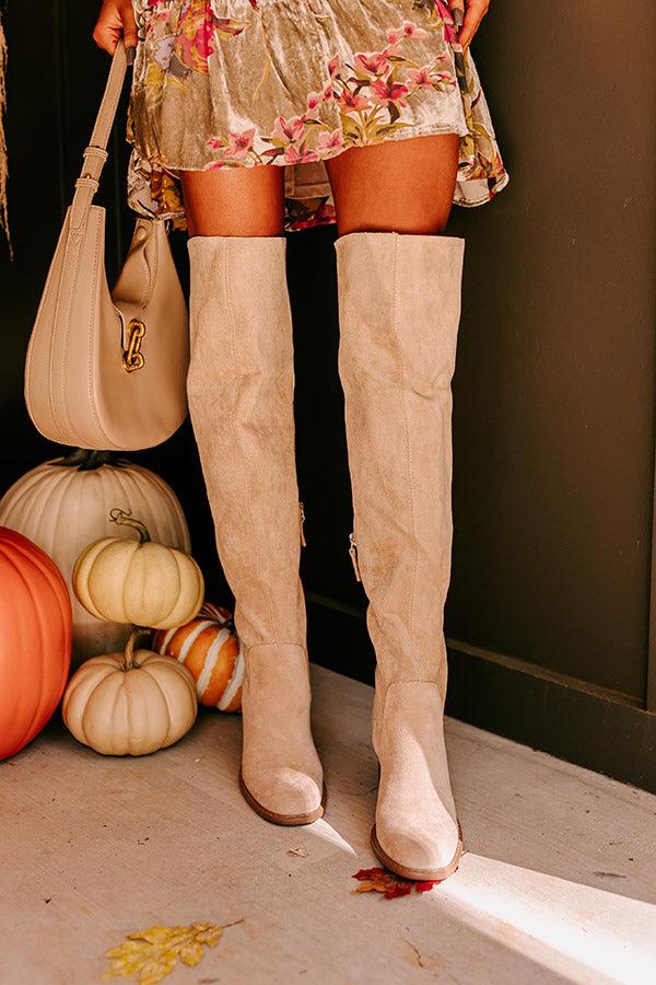 Impressions The Juliet Faux Suede Thigh High Boot In Oatmeal