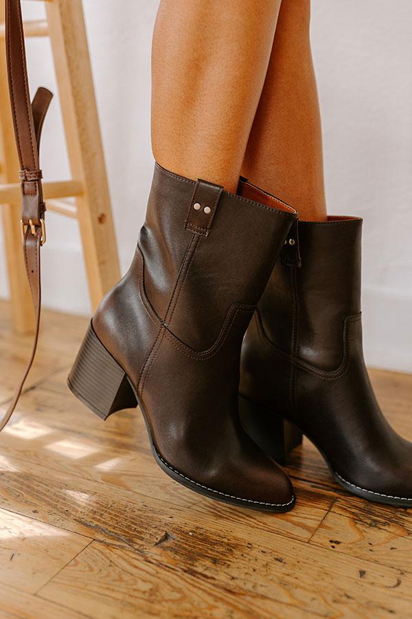 Impressions The Juniper Faux Leather Boot In Dark Chestnut