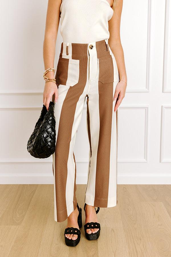 Impressions The Kendal High Waist Stripe Pants In Chocolate
