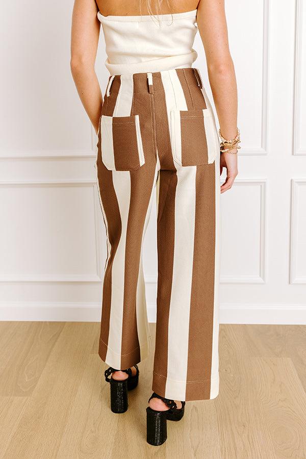 Impressions The Kendal High Waist Stripe Pants In Chocolate