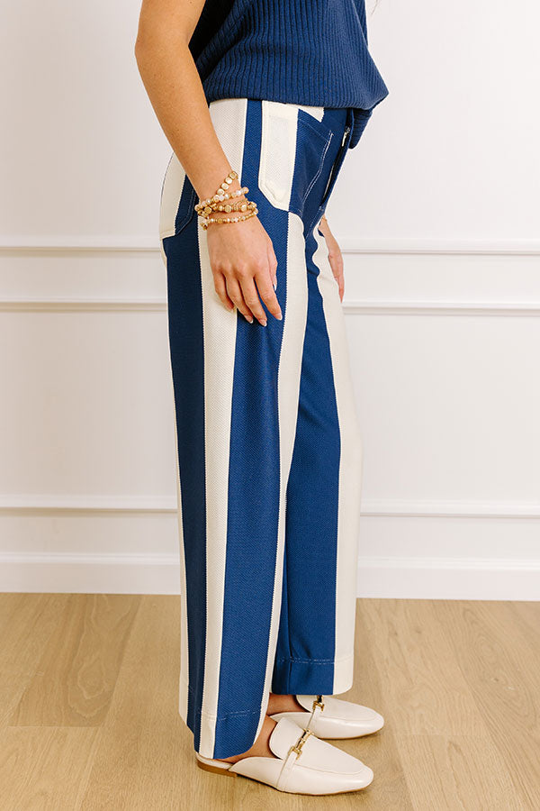 Impressions The Kendal High Waist Stripe Pants In Royal Blue