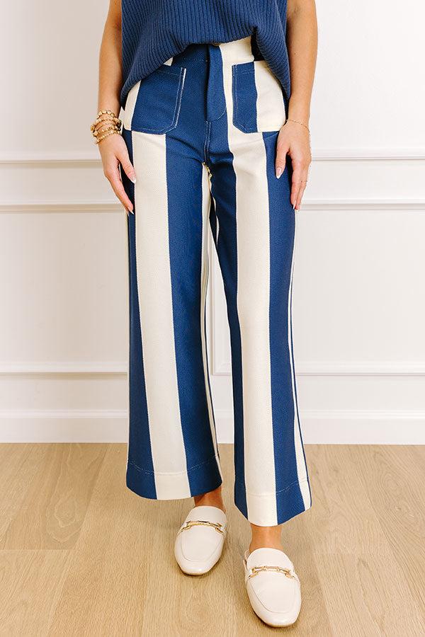 impressions The Kendal High Waist Stripe Pants in Royal Blue
