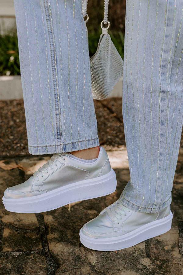 Impressions The Kimora Metallic Sneaker In Iridescent