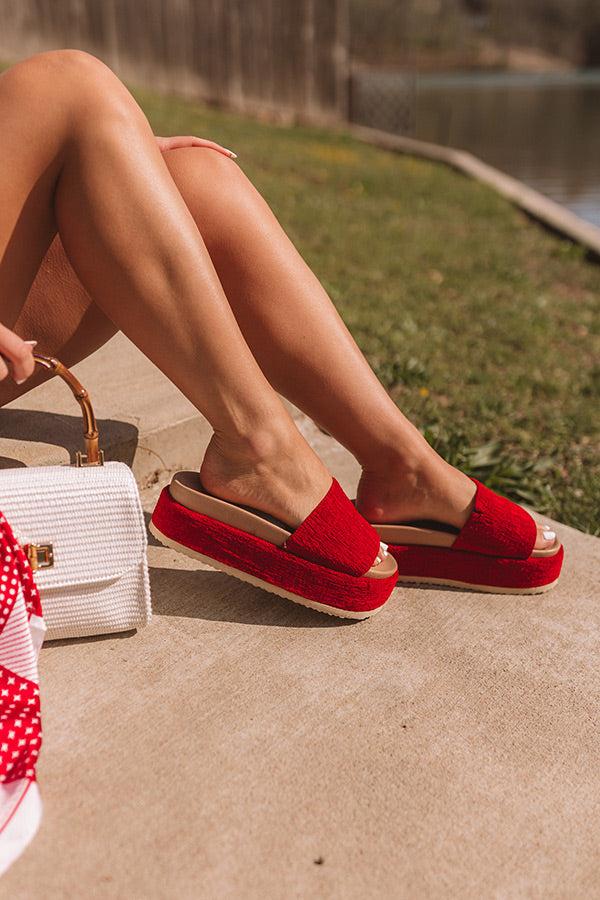 Impressions The Lainey Chenille Woven Platform Sandal In Crimson