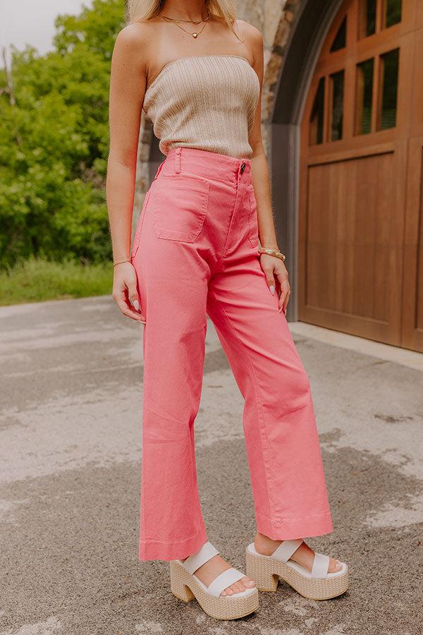 Impressions The Lainey High Waist Straight Leg Pants In Bubblegum Pink